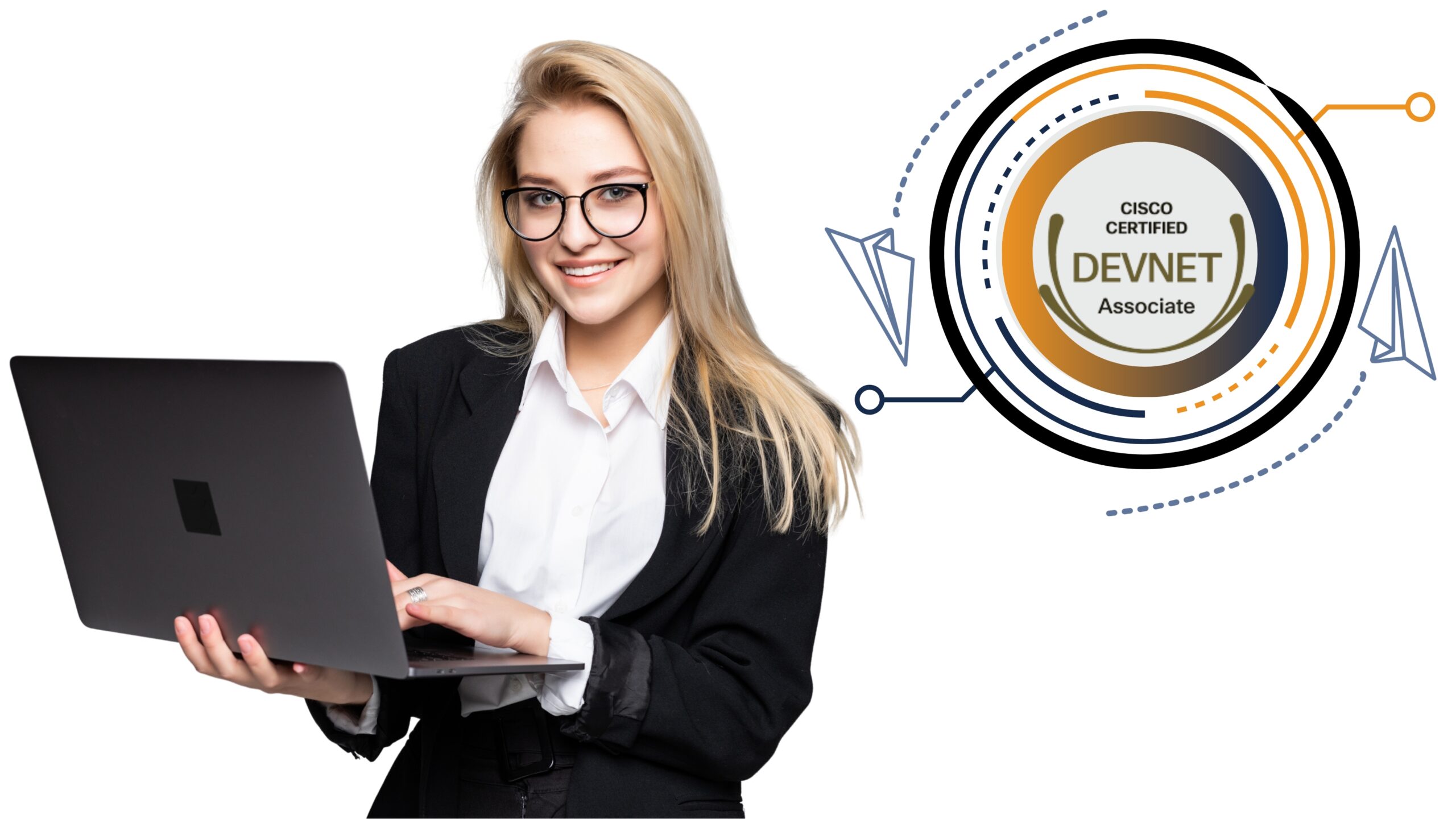 Cisco DevNet Associate DEVASC 200-901 exam domains key services and certification benefits infographic