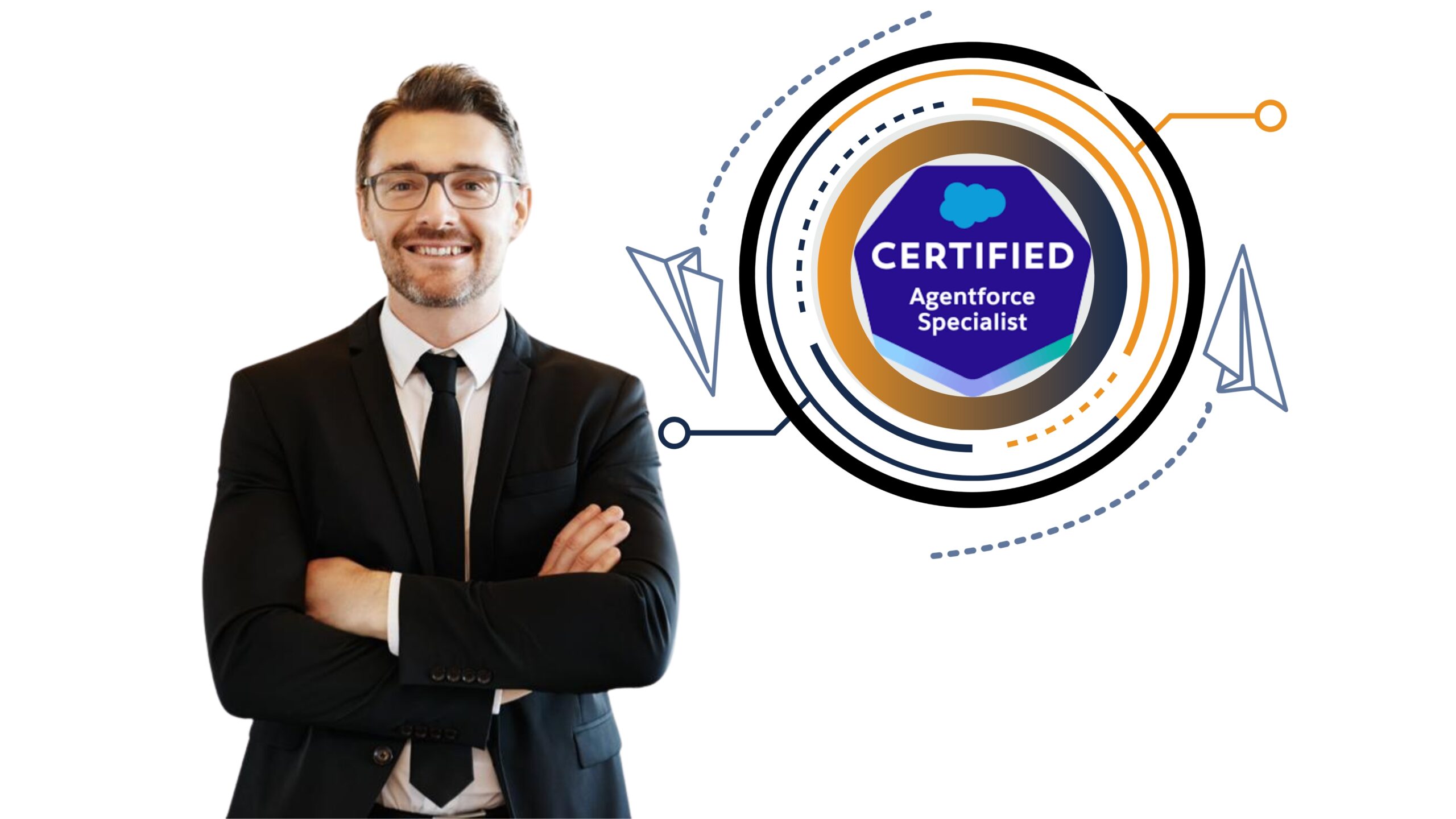 Salesforce Agentforce Specialist exam domains key services and certification benefits infographic