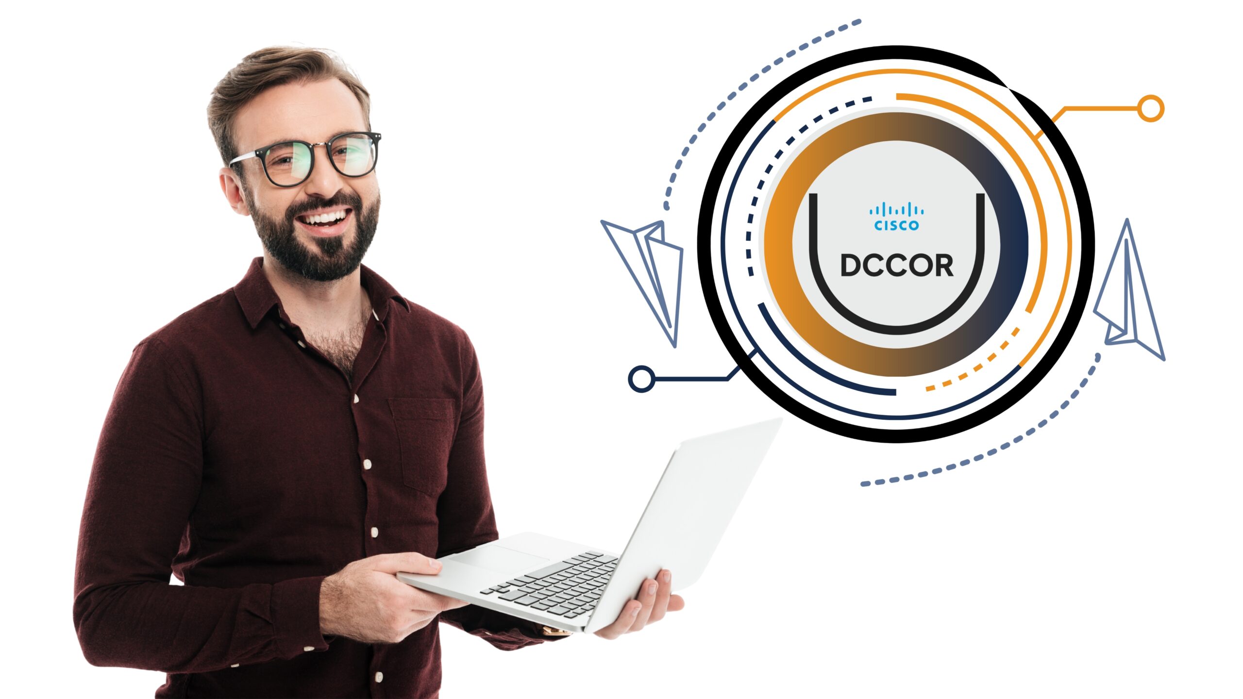 Cisco DCCOR 350-601 exam domains key services and certification benefits data center infographic