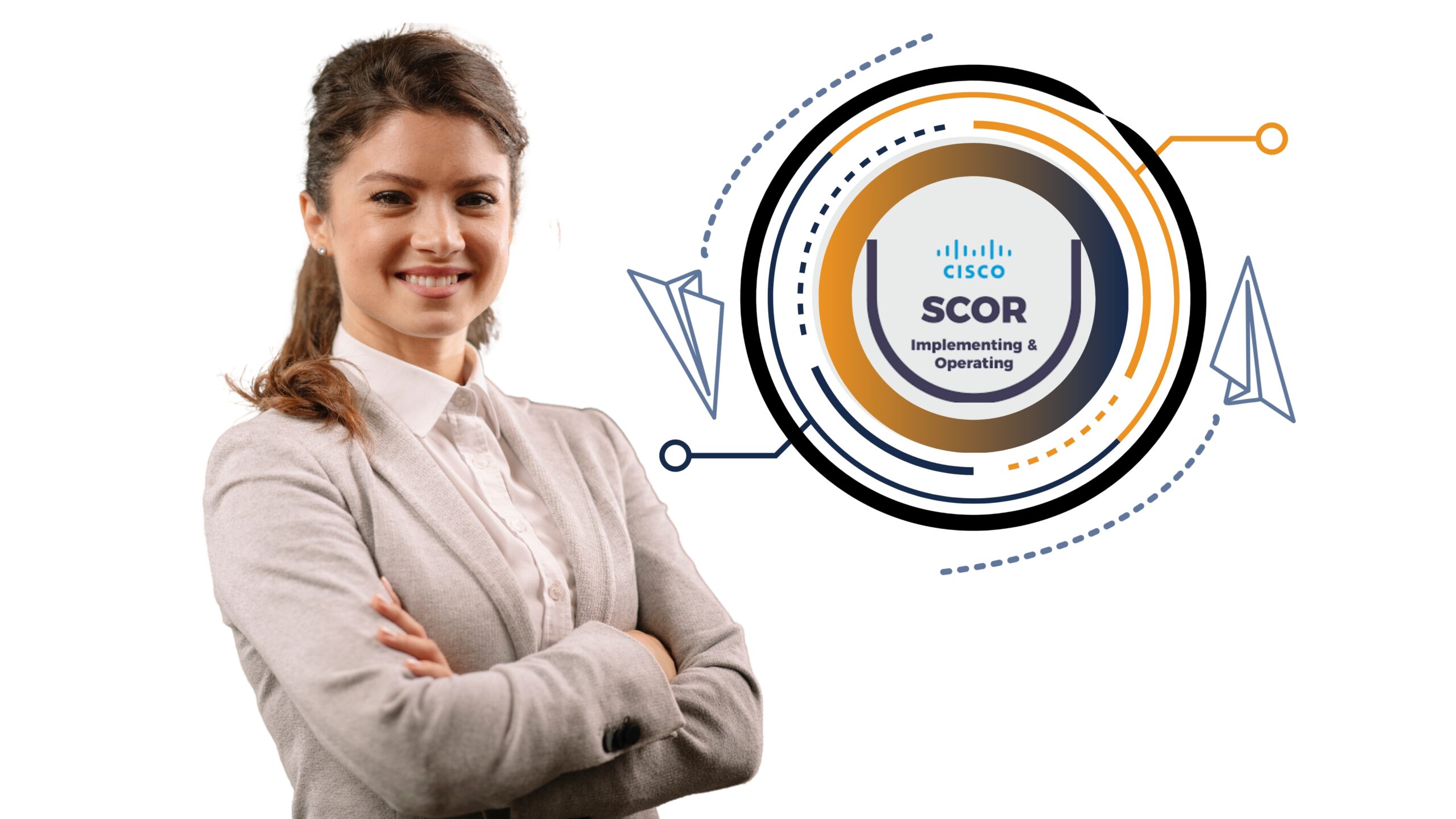 Cisco SCOR exam domains key services and certification benefits cybersecurity infographic