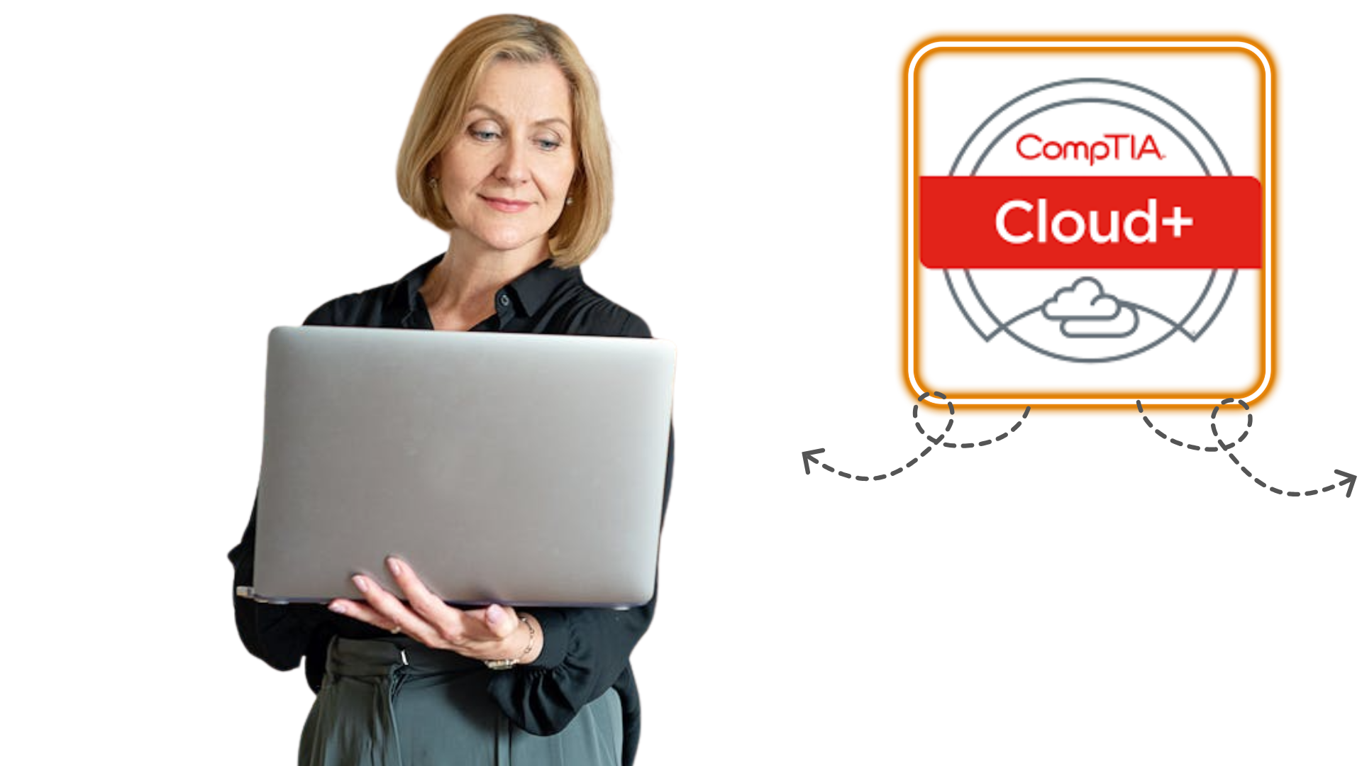 CompTIA Cloud+ CVO-003 certification hero image with course logo and cloud training platform